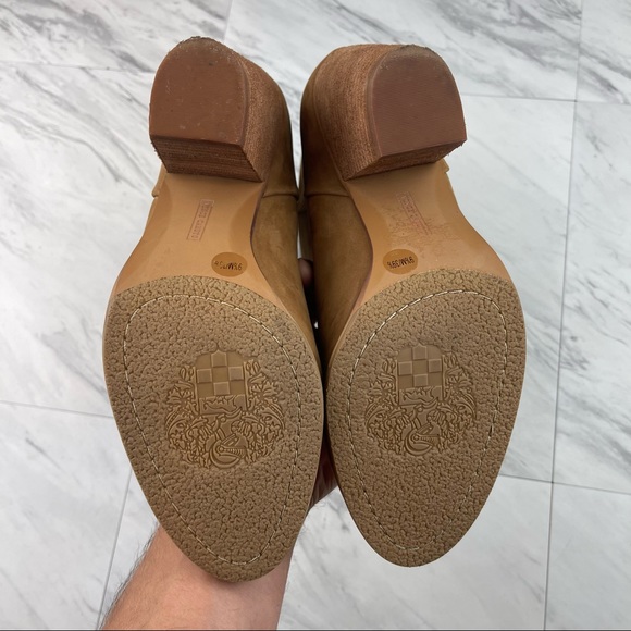 •Vince Camuto Hadley Tan Camel Brown Suede Cuff Back Zip Booties Boots Size 9.5 - Picture 8 of 15